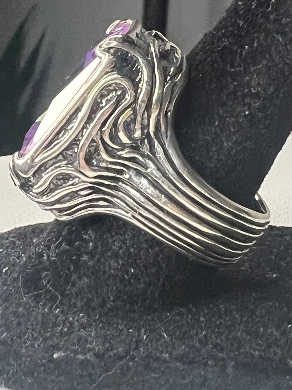 Silver Ring with Purple Gemstone - Picture 6 of 9